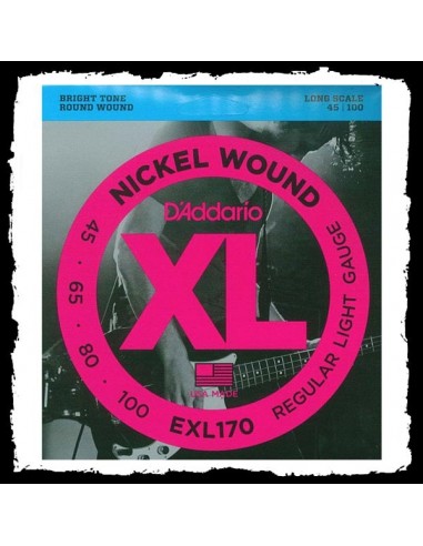 D'Addario ESXL170 Nickel Wound Bass, Light, 45-100, Double Ball End, Long Scale